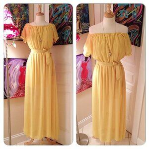 NWT Windsong Yellow Chiffon Bohemian Dress